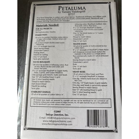 Indygo Junction Petaluma IJ737 Floral Brooch Pattern by Tamara Vandergriff Desig - Picture 2 of 4